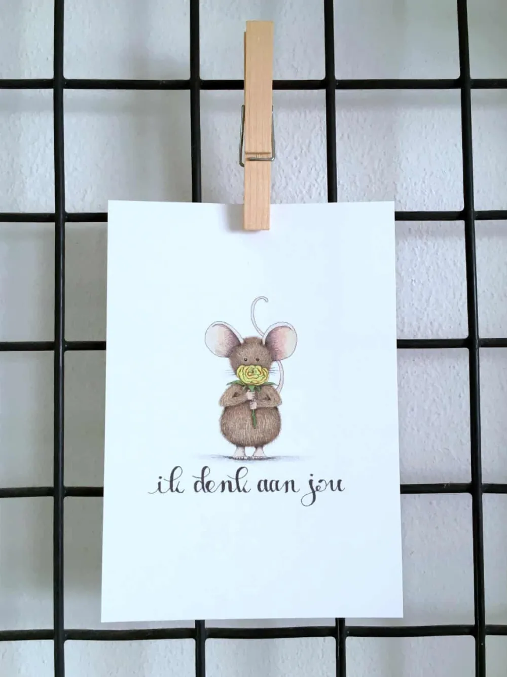 Anillustration Wenskaarten^Ansichtkaart Muis ik denk aan jou