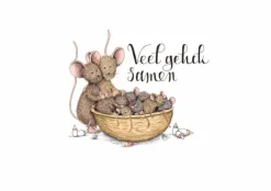 Anillustration Wenskaarten^Ansichtkaart Geboorte twee- of meerling in notendop