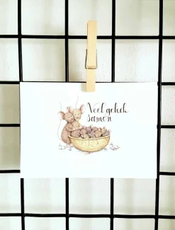 Anillustration Wenskaarten^Ansichtkaart Geboorte twee- of meerling in notendop