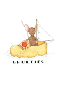 Anillustration Wenskaarten^Ansichtkaart Muis zeilen in klomp
