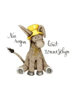 Anillustration Wenskaarten^Ansichtkaart Ezel na regen komt zonneschijn