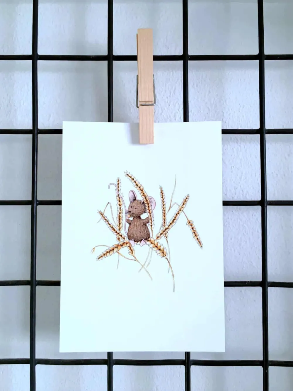 Anillustration Wenskaarten^Ansichtkaart Muis op tarwe