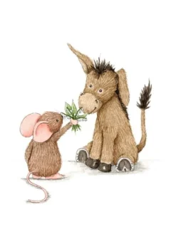 Anillustration Wenskaarten^Ansichtkaart Ezel & muis lelietje van dalen