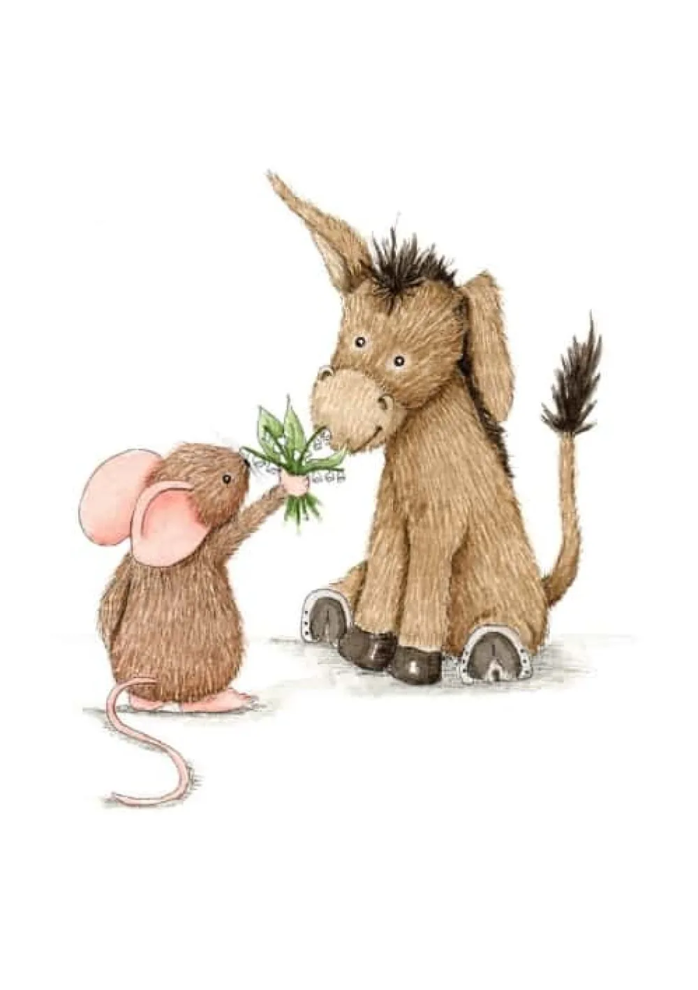 Anillustration Wenskaarten^Ansichtkaart Ezel & muis lelietje van dalen