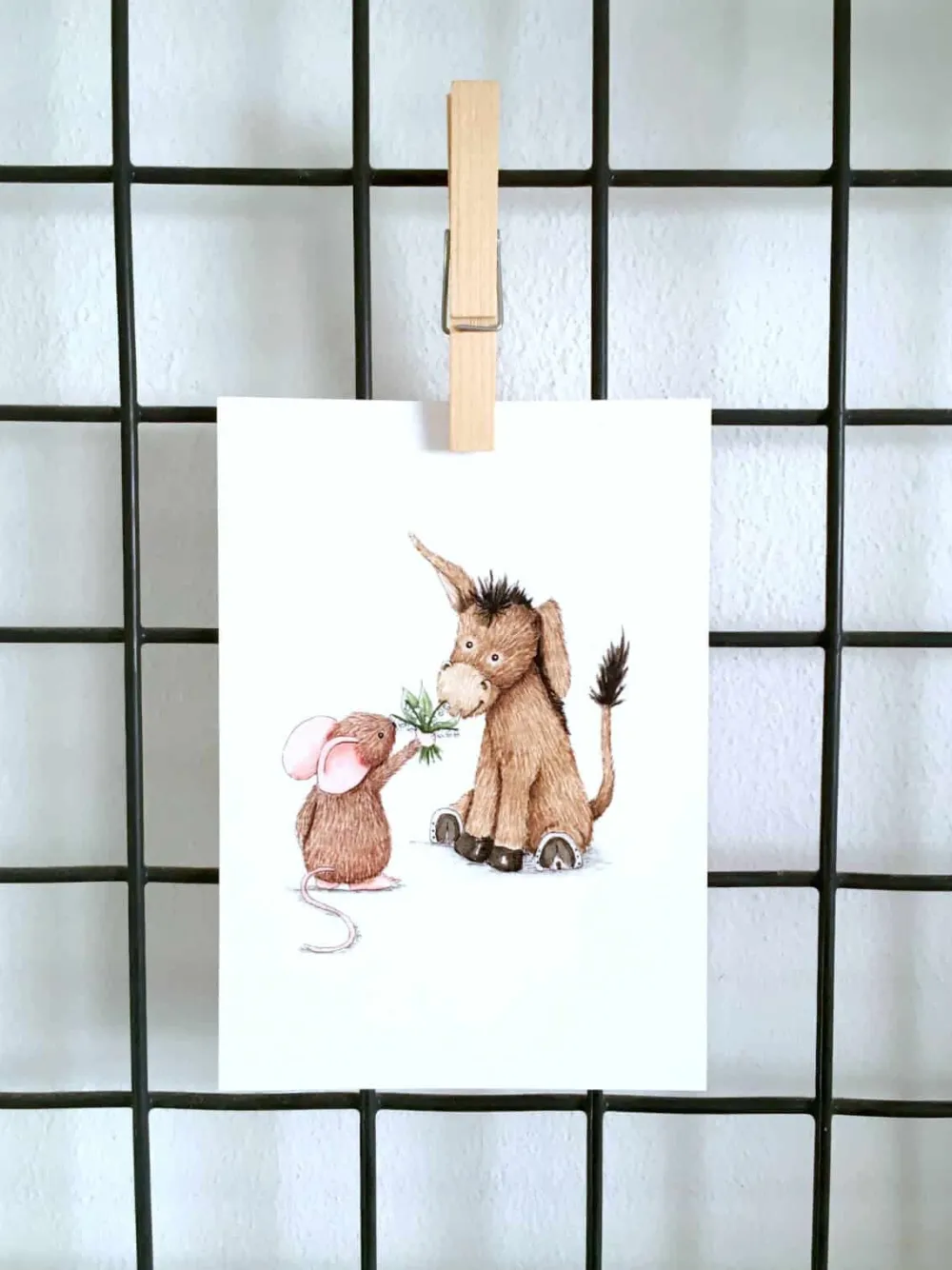 Anillustration Wenskaarten^Ansichtkaart Ezel & muis lelietje van dalen