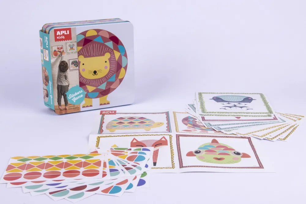 APLI Creatief^Kids Stickerspel in Blik Geometrische Dieren