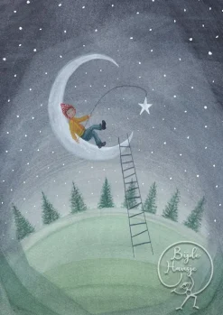 Bijdehansje Wenskaarten^Postkaart Moon