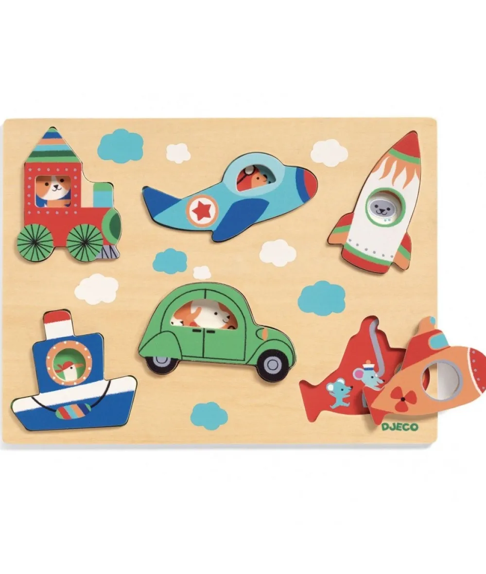 Djeco Houten Puzzels^Reliefpuzzel Coucou Vroum