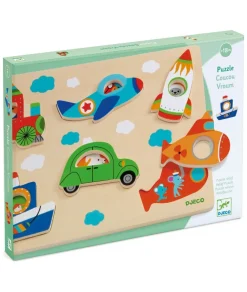 Djeco Houten Puzzels^Reliefpuzzel Coucou Vroum