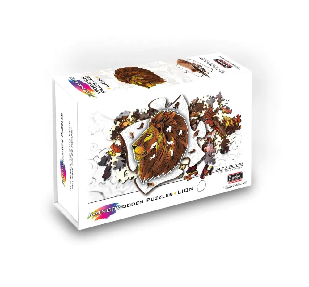 Eureka Houten Puzzels|Contour Puzzels^Regenboog Houten Puzzel Leeuw