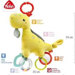 Fehn Knuffelspeelgoed^Activity Dino met Ring