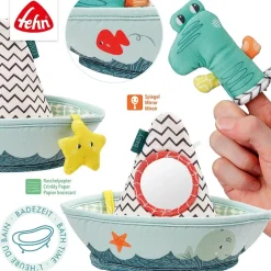 Fehn Babyspeelgoed^Badspeelgoed Bootje met Vingerpop Krokodil