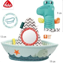 Fehn Babyspeelgoed^Badspeelgoed Bootje met Vingerpop Krokodil