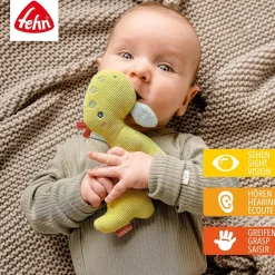 Fehn Babyspeelgoed|Knuffelspeelgoed^Grijpfiguur Rammelaar Dino