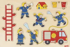 GOKI Houten Puzzels^Puzzel Brandweer Staand Hout