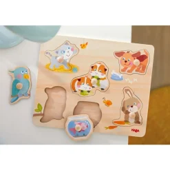 Haba Knoppuzzels^Inlegpuzzel Huisdieren 6pcs