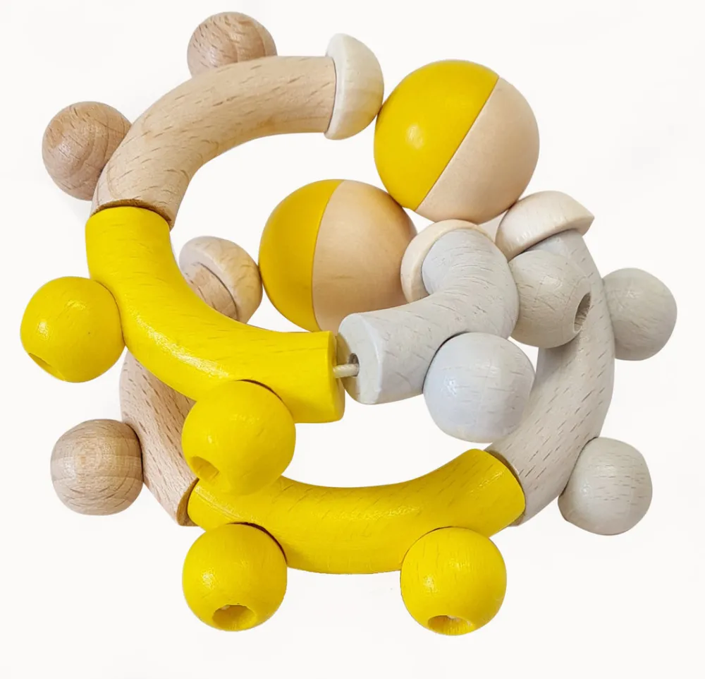 Hess Babyspeelgoed^Grijpfiguur Rammelaar Acht Natuurlijk Geel