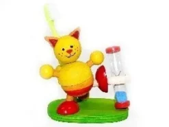 Hess Kleine Cadeautjes|Kleine Cadeaus^Tandenpoetsklok Kat Hout