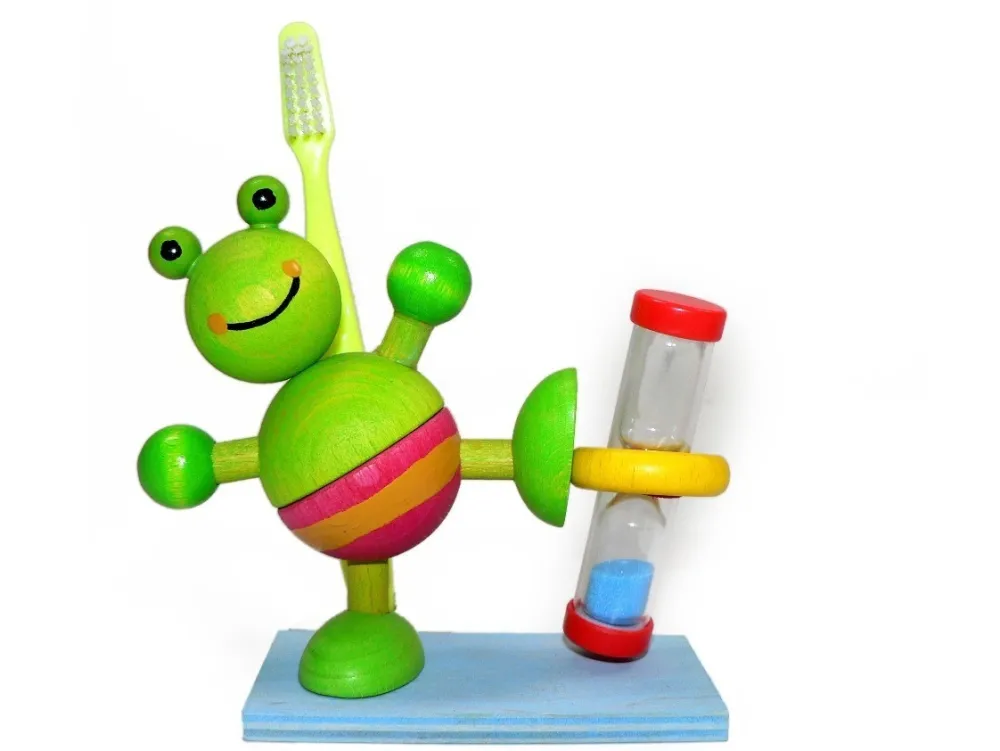 Hess Kleine Cadeautjes|Kleine Cadeaus^Tandenpoetsklok Kikker Hout