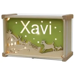 Het Houtlokael Lampen|Kraamcadeaus^Naamlamp 2D Deluxe Boerderij Hout