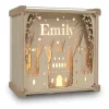 Het Houtlokael Lampen|Kraamcadeaus^Naamlamp 3D Kasteel Hout