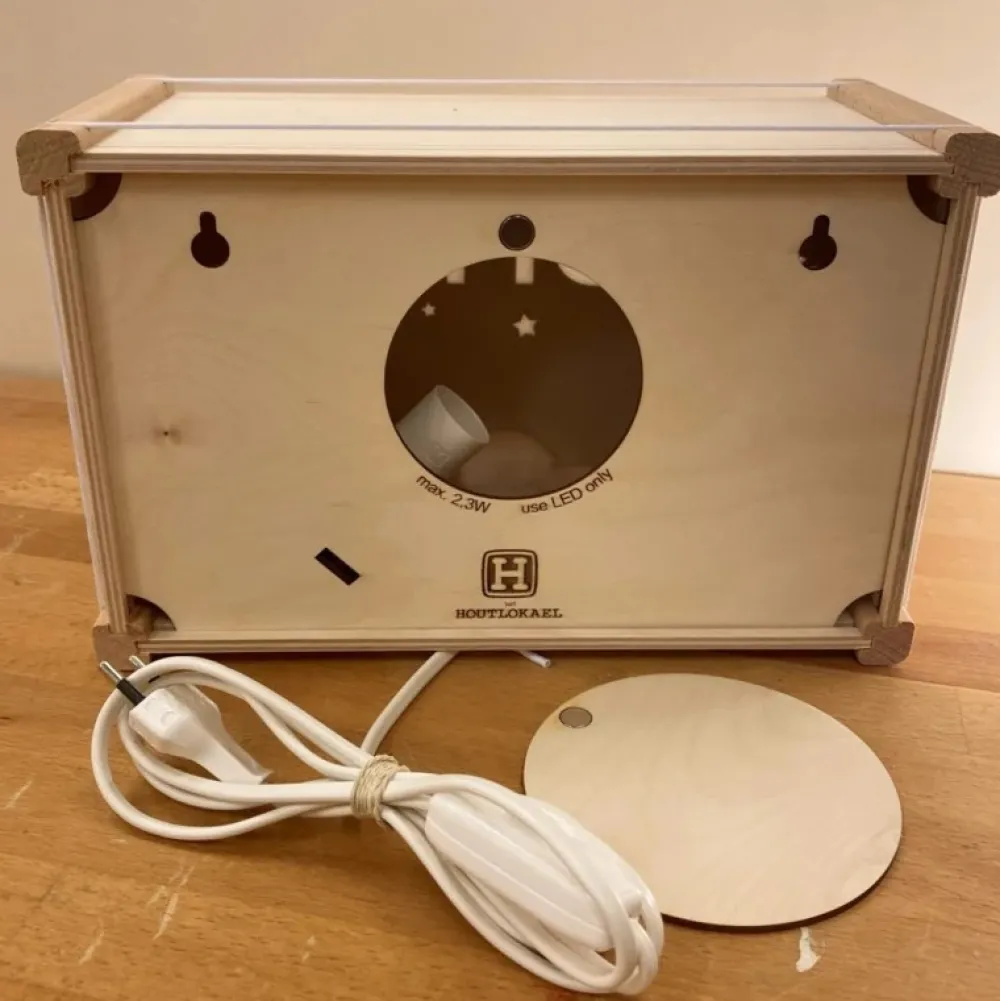 Het Houtlokael Lampen|Kraamcadeaus^Naamlamp 3D Kasteel Hout