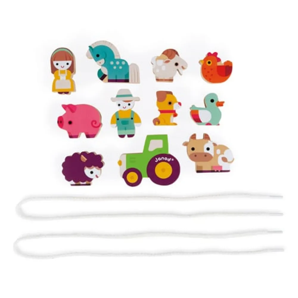 Janod Creatief^Rijgkralen Boerderij Set Hout