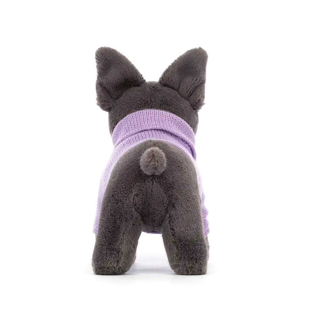 Jellycat Dressed To Impress^Knuffel Hond Sweater French Bulldog Purple