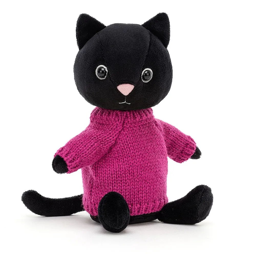 Jellycat Dressed To Impress^Knuffel Kat Kniten Kitten Fuschia