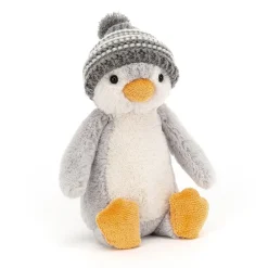 Jellycat Bashfuls|Kerst^Knuffel Pinguin Bashful Bobble Hat Grey