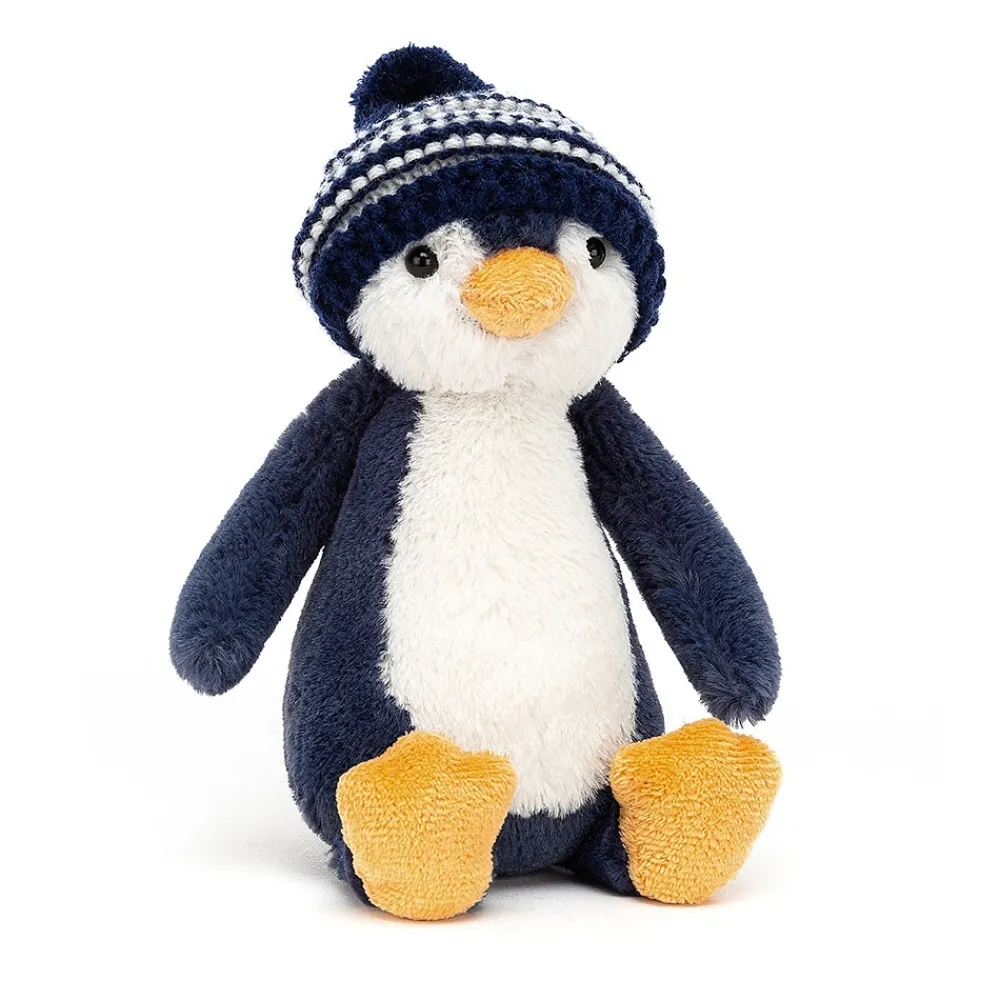 Jellycat Jingle Jingle Kerst^Knuffel Pinguin Bashful Bobble Hat Penguin Navy