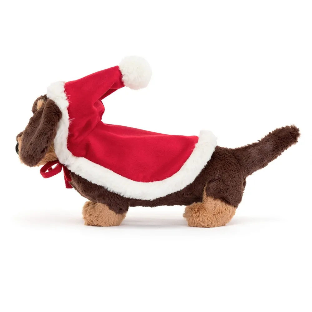 Jellycat Kerst^Knuffel Teckel Winter Warmer Otto Sausage Dog