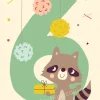 Bora Wenskaarten^Kaart met envelop 6 Raccoon