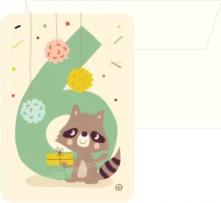 Bora Wenskaarten^Kaart met envelop 6 Raccoon