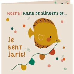 Bora Wenskaarten^Kaart met envelop Slingers ophangen vis