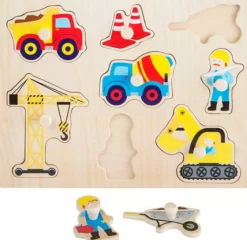 Small Foot Knoppuzzels|Houten Puzzels^Knoppuzzel Bouw Hout 8 pcs.