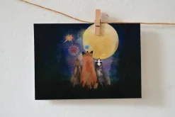 Lotte Drouen Wenskaarten^Ansichtkaart Kerstkaart Kijken naar Vuurwerk