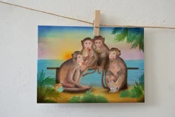 Lotte Drouen Wenskaarten^Ansichtkaart Aapjes die ijsjes eten