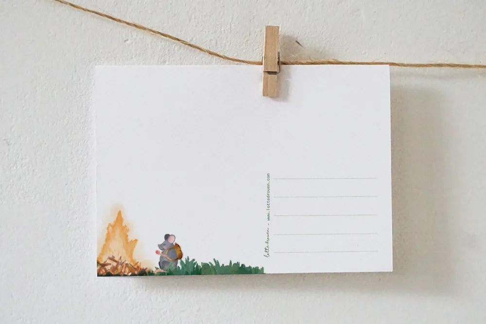 Lotte Drouen Wenskaarten^Ansichtkaart Kampvuur met Wilde Dieren