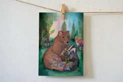 Lotte Drouen Wenskaarten^Ansichtkaart Bosdieren Bedankt met Bloemen