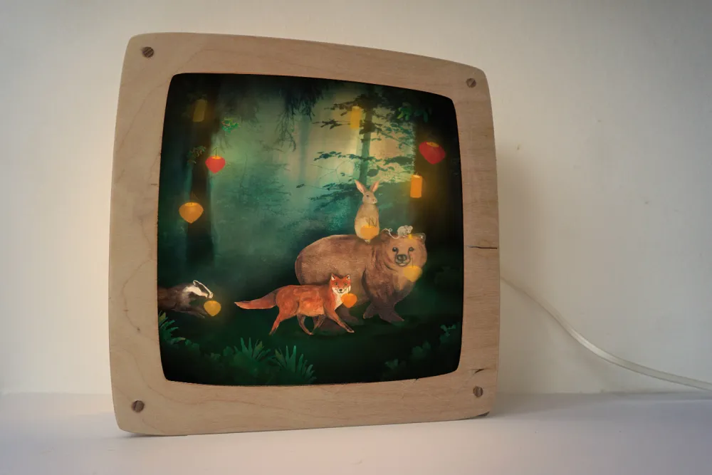 Lotte Drouen Lampen^Toverplaat Bosdieren en Lampions