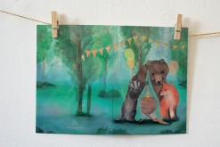 Lotte Drouen Wenskaarten^Wenskaart Dieren bij de Wieg