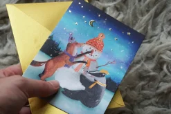 Lotte Drouen Wenskaarten^Wenskaart met Foliedruk Sneeuwpop Bouwen