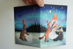 Lotte Drouen Wenskaarten^Wenskaart met Foliedruk Sneeuwpop Bouwen