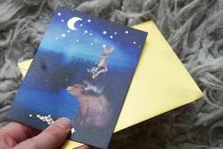 Lotte Drouen Wenskaarten^Wenskaart met Foliedruk Sterren Ophangen