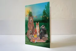 Lotte Drouen Wenskaarten^Wenskaart Picknicken met Bosdieren