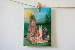 Lotte Drouen Wenskaarten^Wenskaart Picknicken met Bosdieren