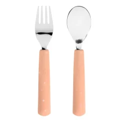 Lässig Kinderservies^Kinderbestek Set Vork en Lepel Abrikoos