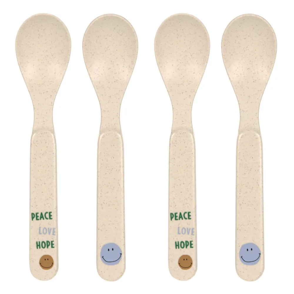 Lässig Kinderservies^Kinderlepels Happy Rascals Smile Sky Blue Set 4-delig