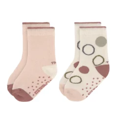 Lässig Kinderkleding^Kindersokjes Anti-Slip Offwhite/Powder Pink Set 2-delig